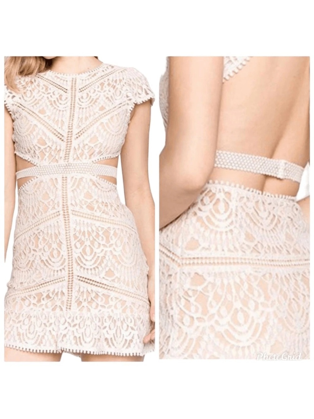 Signature8 Cream Lace Cutout Mini Dress